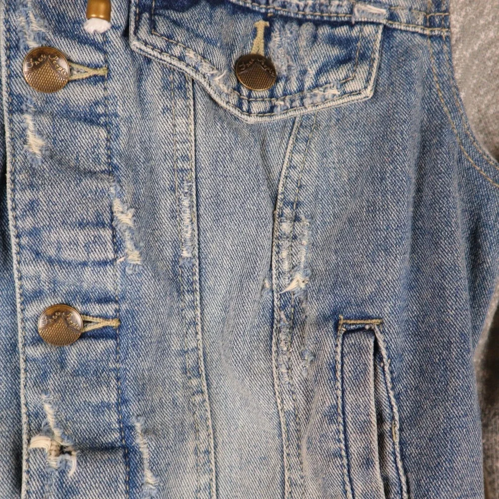 Free People Hooded Denim Sweatshirt Hybrid Jacket Women's XS 16x18 - Picture 5 of 12